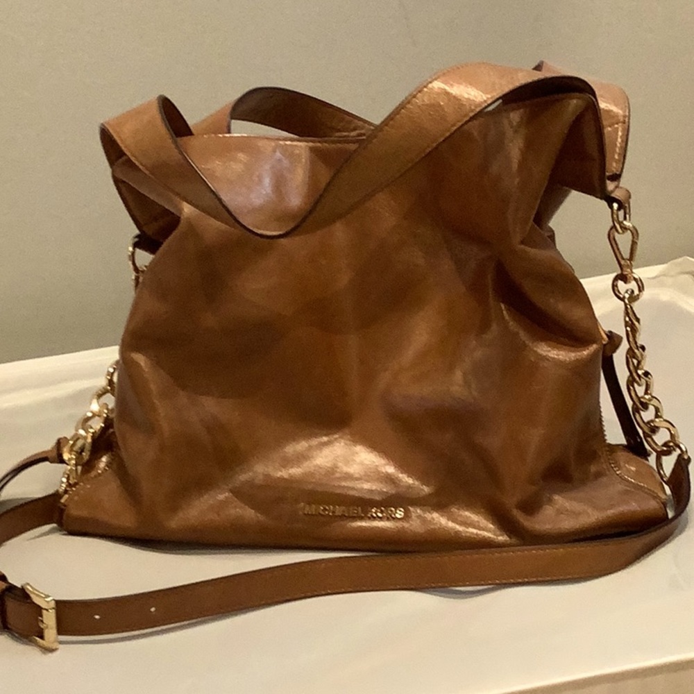 Michael Kors genuine leather bag in tan.